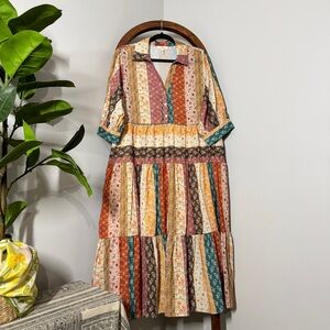 Entro Multicolor Patchwork Maxi Dress